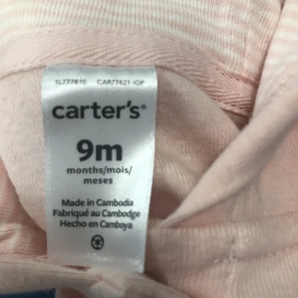Carter’s Baby Girl’s Pink Hooded Jacket and Pants Set Size 9 Months